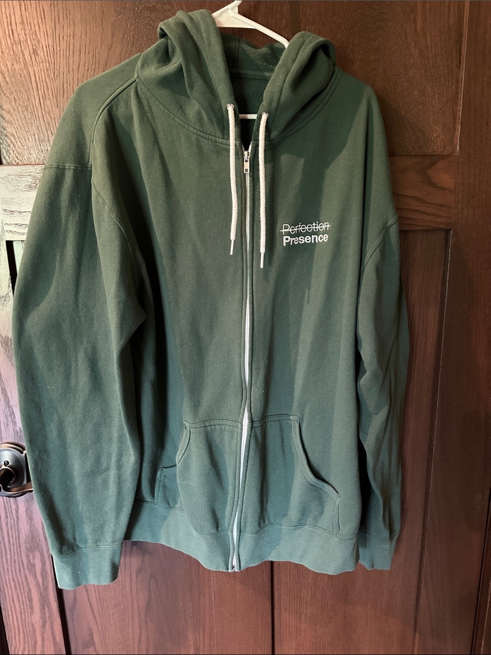 Presence Zip-Up Hoodie Jacket in Olive Green